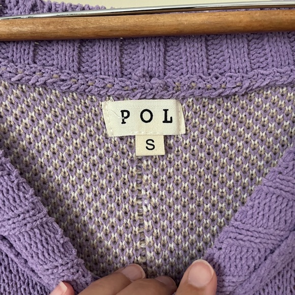 POL Purple V-Neck Sweater with White Daisies - Picture 7 of 7